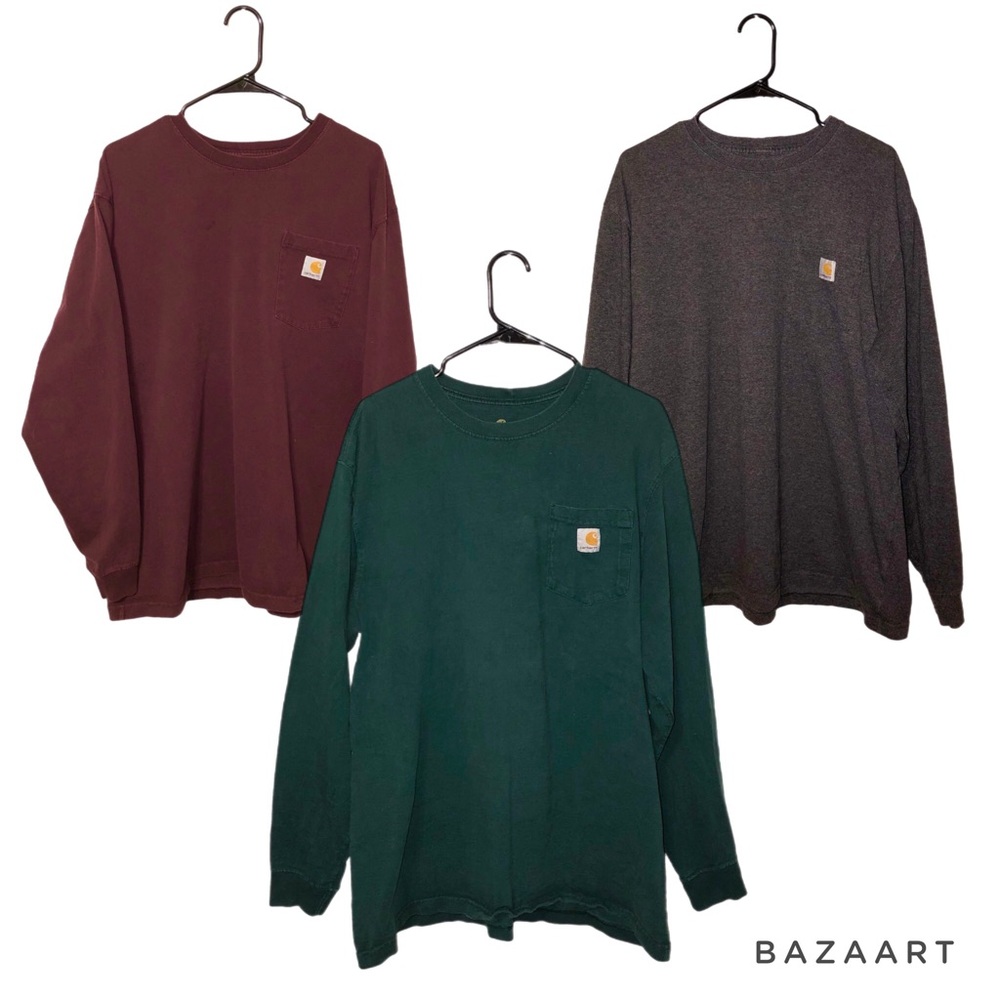 Men’s Carhartt Long Sleeve Pocket Tees Bundle Original Fit T-Shirts